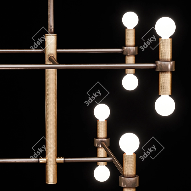 English Bronze Plano Chandelier 3D model image 3