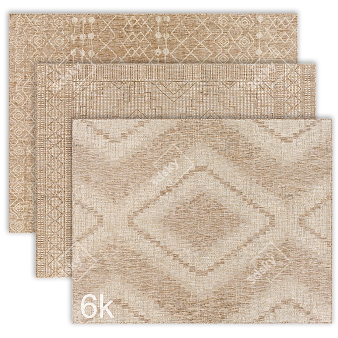 Geometric Jute Rug Set - 4K 3D model image 1