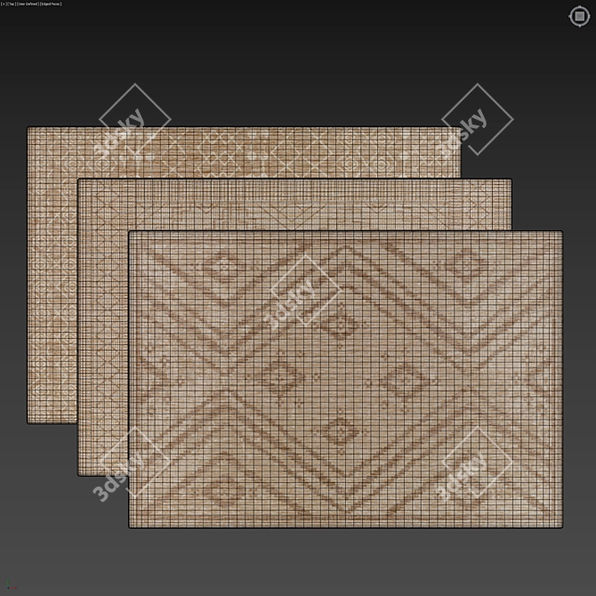 Geometric Jute Rug Set - 4K 3D model image 5