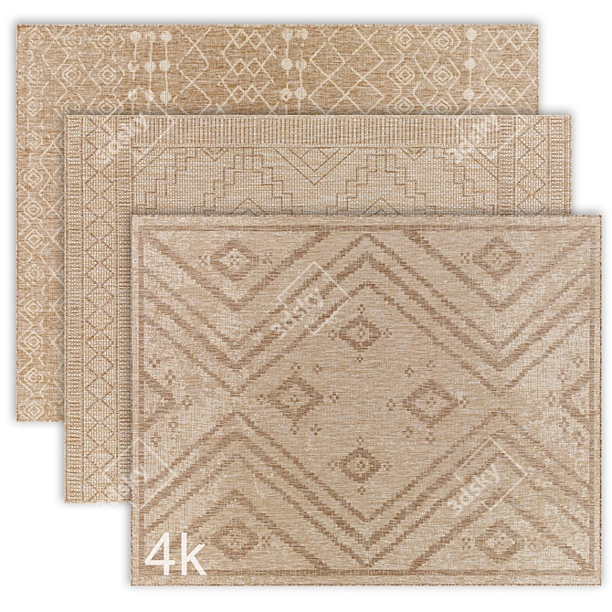 Geometric Jute Rug Set - 4K 3D model image 6