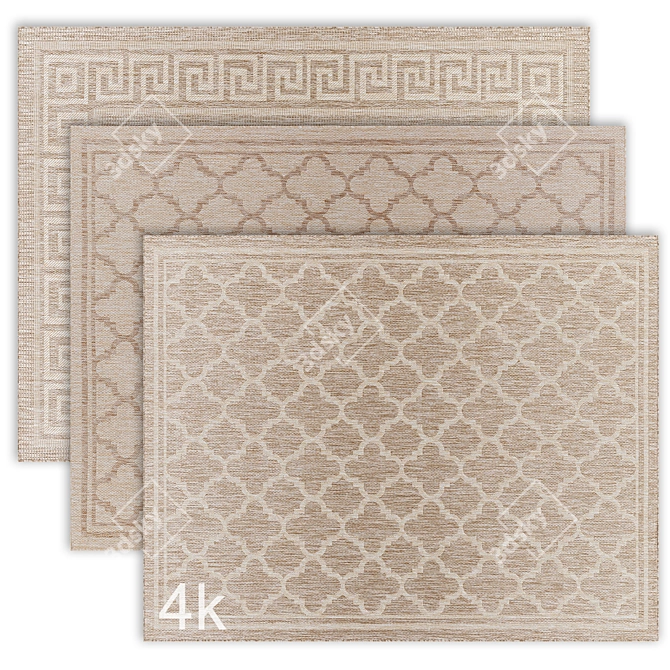 Geometric Jute Rugs Bundle - 4K 3D model image 1