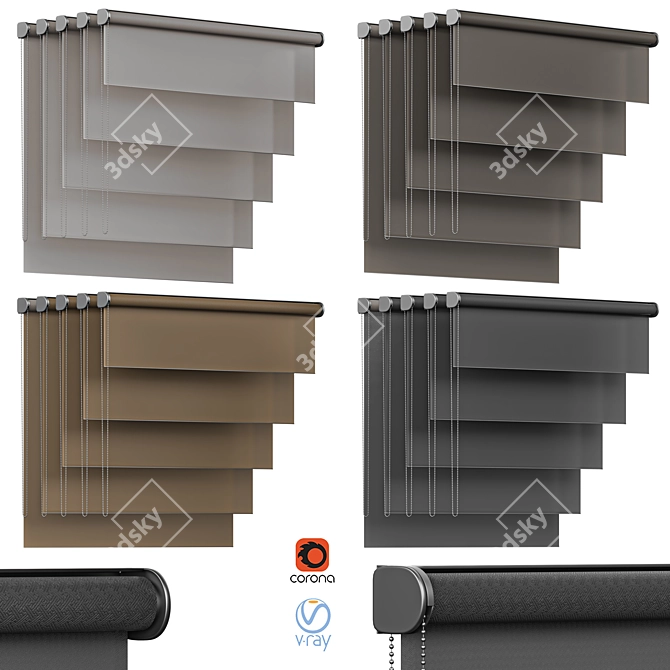 Modern Roller Blinds Design Collection 3D model image 1