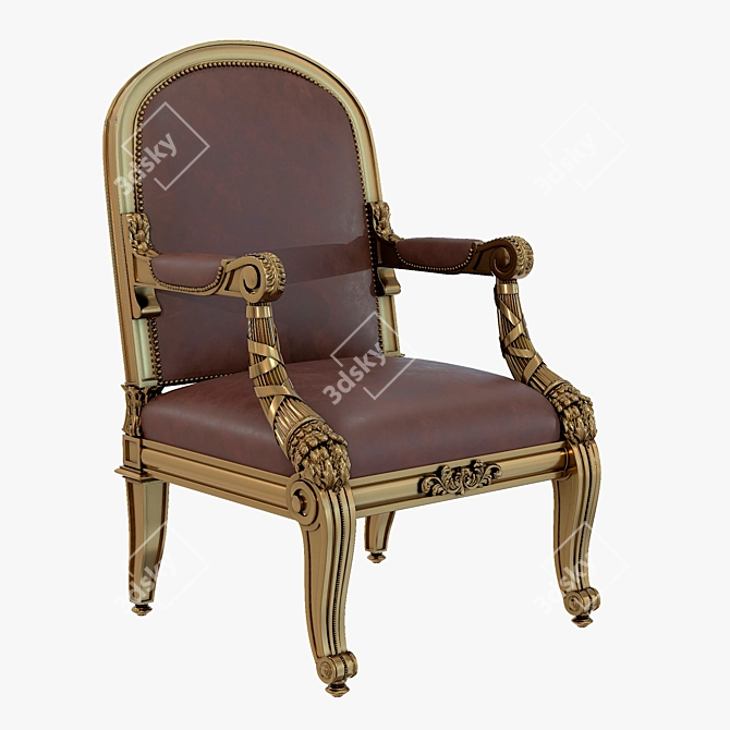 Luxury Giltwood Armchair 4K Texture 3D model image 1