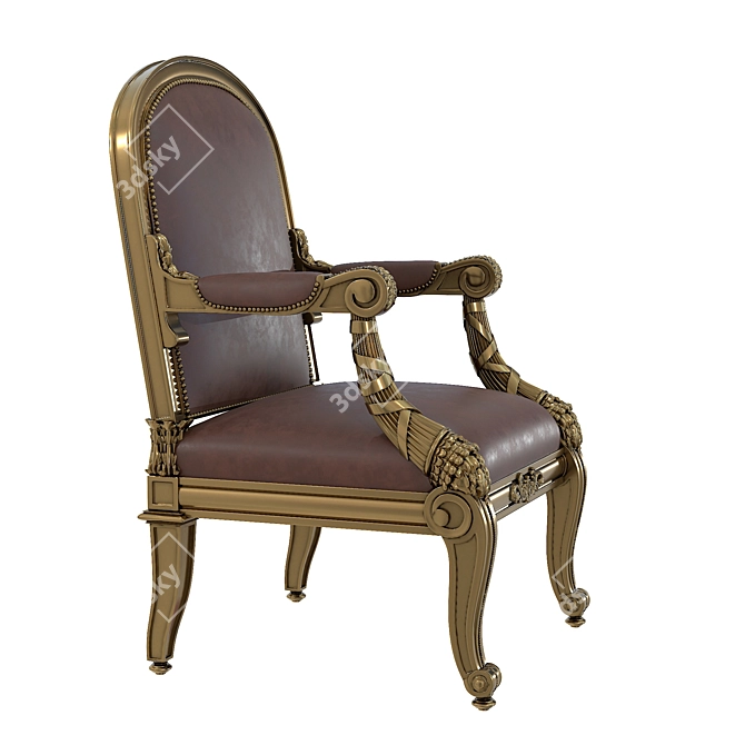 Luxury Giltwood Armchair 4K Texture 3D model image 2