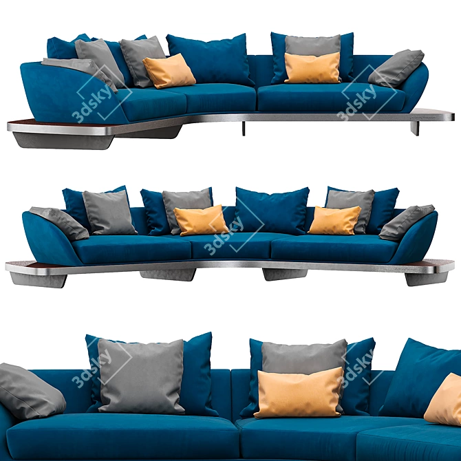 Modern Sengon Wood Sofa Set 3D model image 1