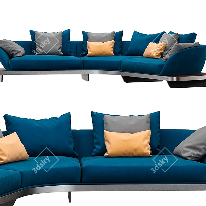 Modern Sengon Wood Sofa Set 3D model image 2