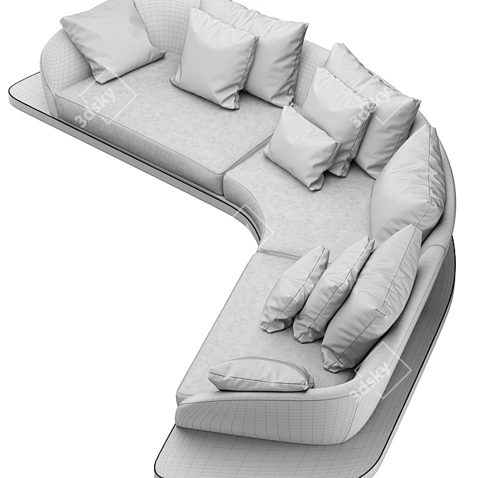 Modern Sengon Wood Sofa Set 3D model image 4