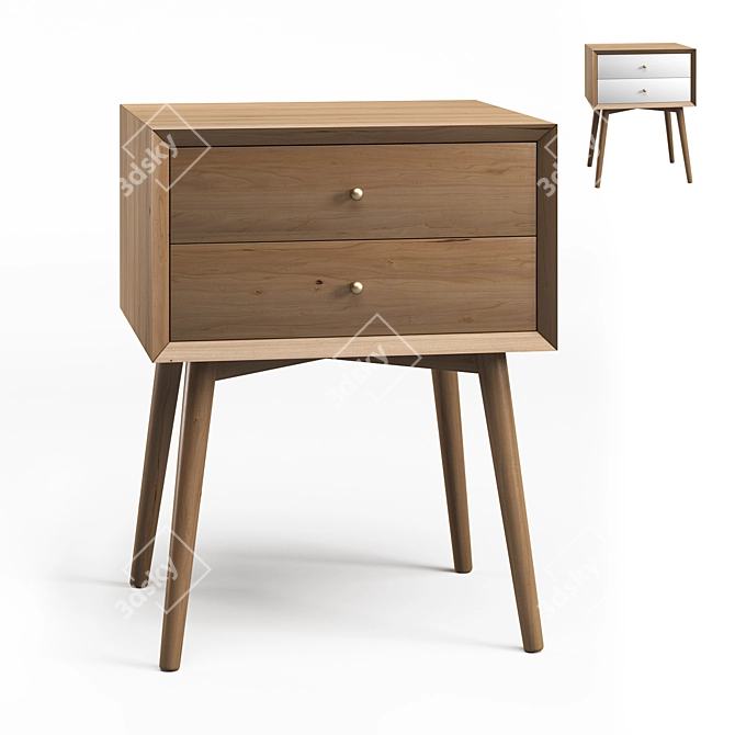 Acorn Mid-Century Closed Nightstand 3D model image 1