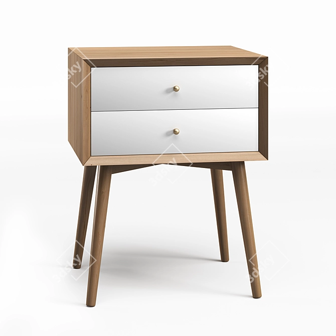 Acorn Mid-Century Closed Nightstand 3D model image 2