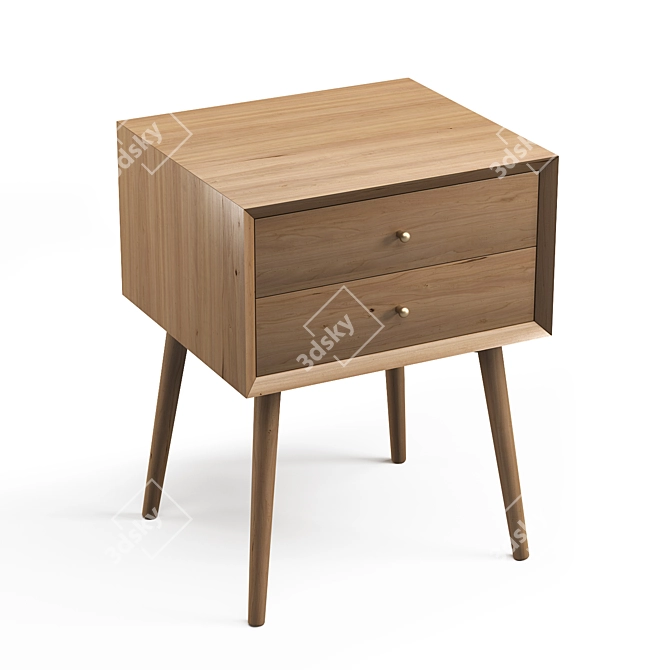 Acorn Mid-Century Closed Nightstand 3D model image 3