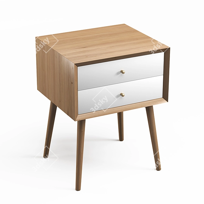 Acorn Mid-Century Closed Nightstand 3D model image 4