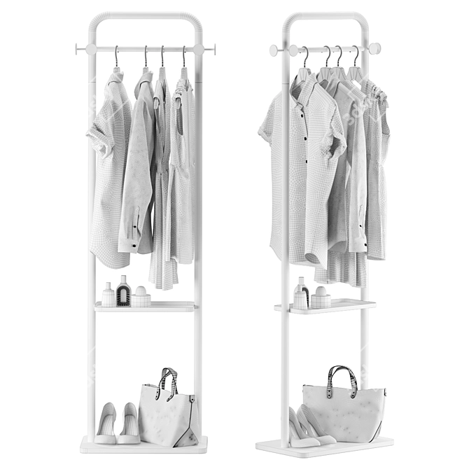 Modern Marble Base Coat Rack 3D model image 2