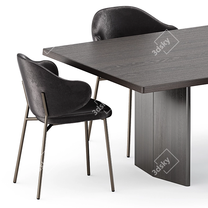 Modern Elegance Set: Holly Chairs & Morgan Table 3D model image 2