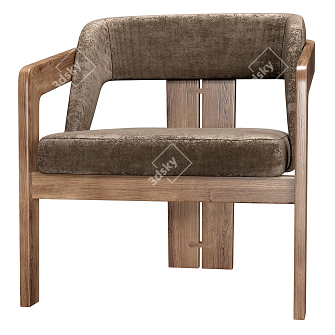 Eco-Design Walnut Armchair for Style 3D model image 2