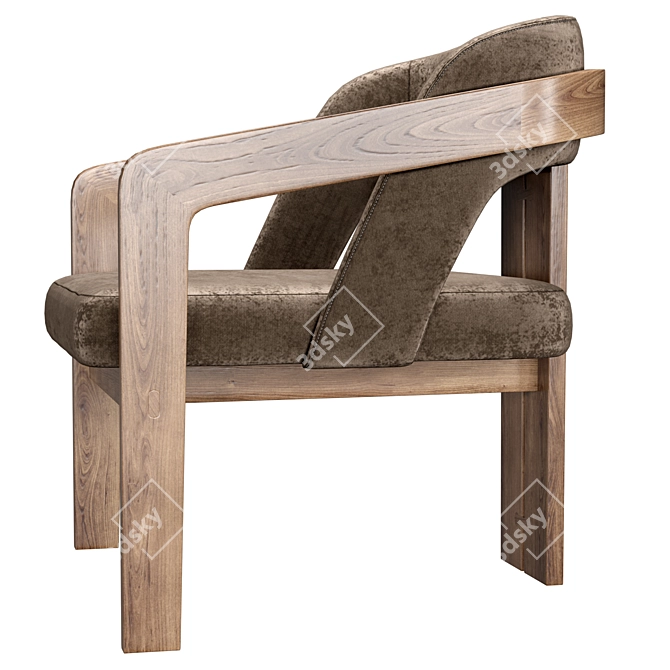 Eco-Design Walnut Armchair for Style 3D model image 3