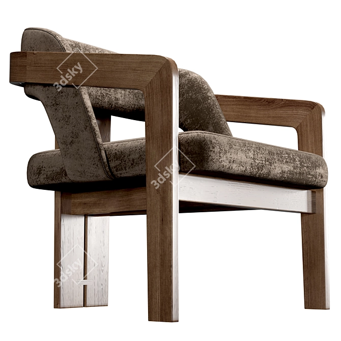 Eco-Design Walnut Armchair for Style 3D model image 6