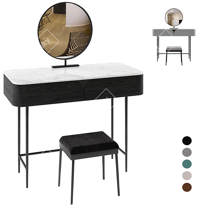 Gray Stone Top Makeup Vanity 3D model image 1