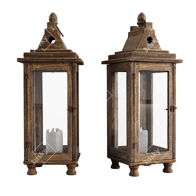 Photorealistic Wooden Lantern 3D Model 3D model image 1