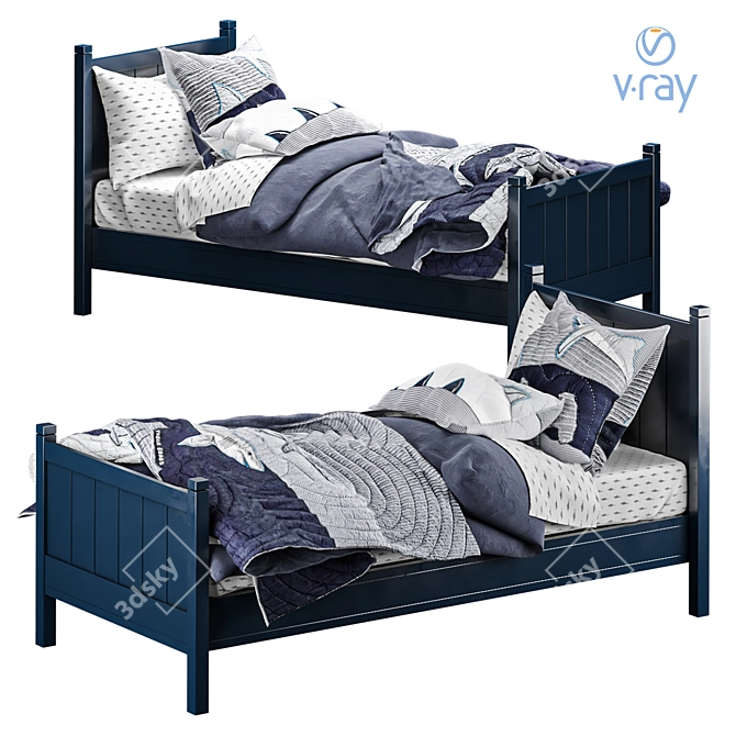  Детская кровать Camp Single Bed, Navy 3D model image 1