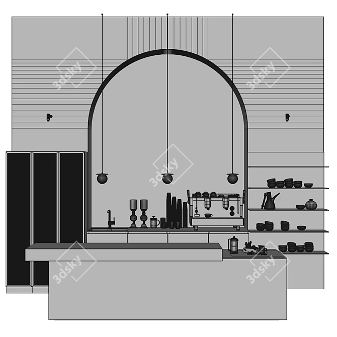 Title: High-Poly Restaurant Model 3D model image 7