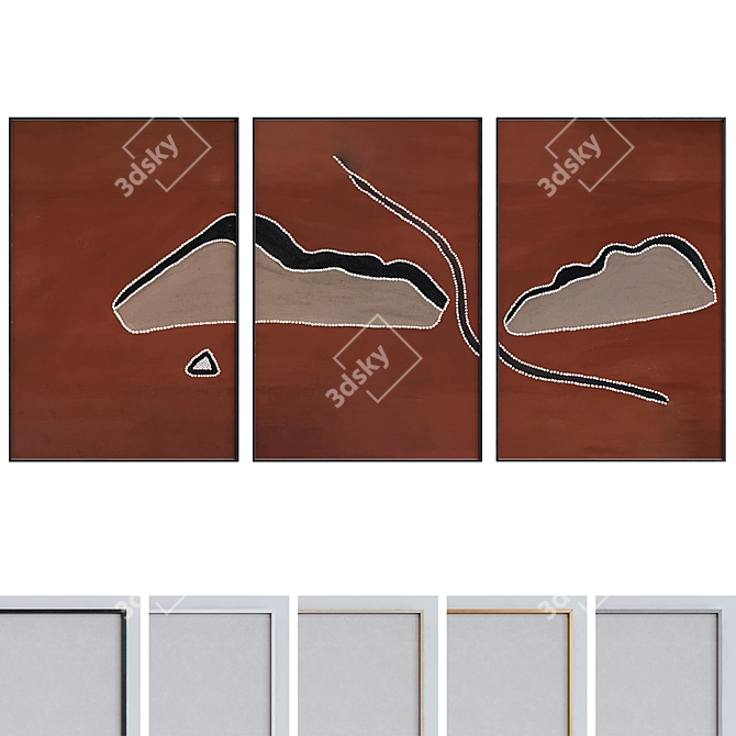 Modern African Style Picture Frame Set 3D model image 1