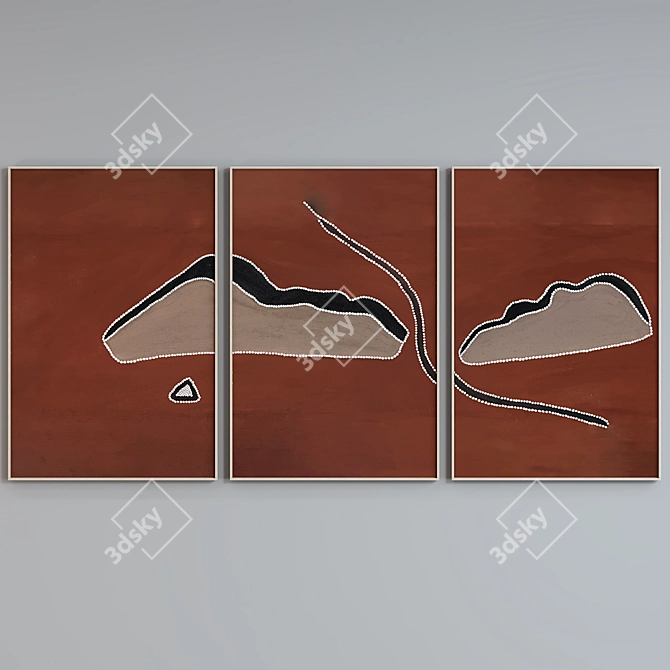 Modern African Style Picture Frame Set 3D model image 2