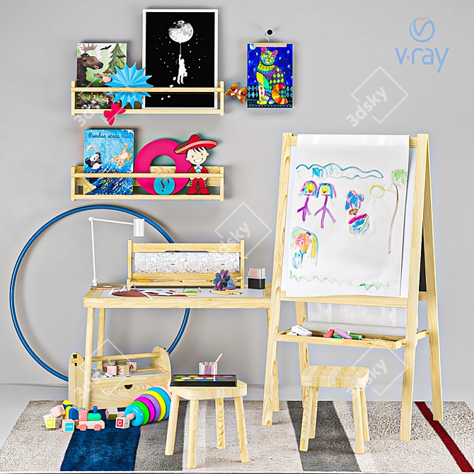 Children's Art Set and Decor 3D model image 1