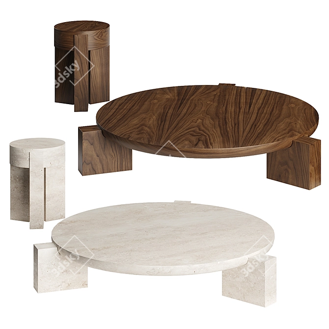 Modern Minimalist Vola Coffee Tables 3D model image 2