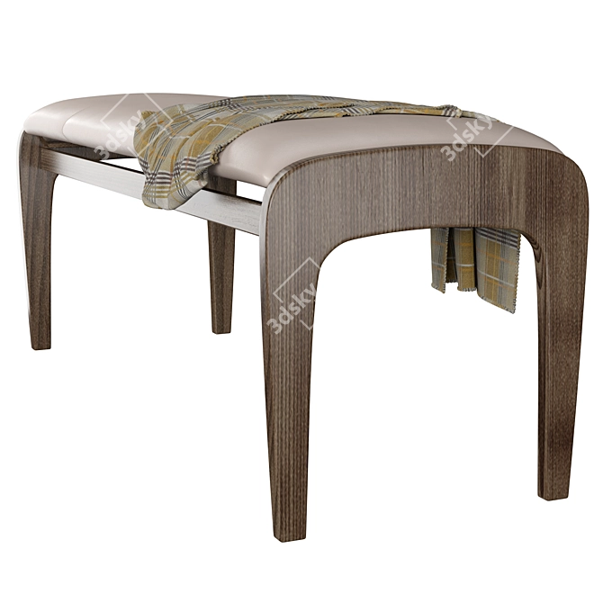 Elegant Solid Walnut Upholstered Bench 3D model image 2