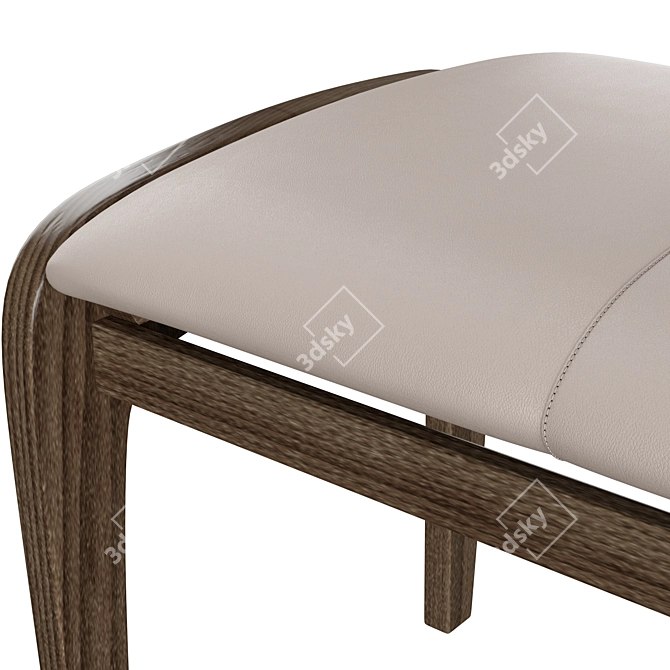 Elegant Solid Walnut Upholstered Bench 3D model image 4