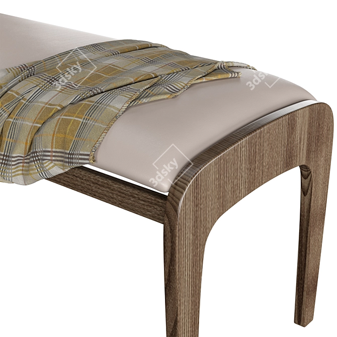 Elegant Solid Walnut Upholstered Bench 3D model image 5