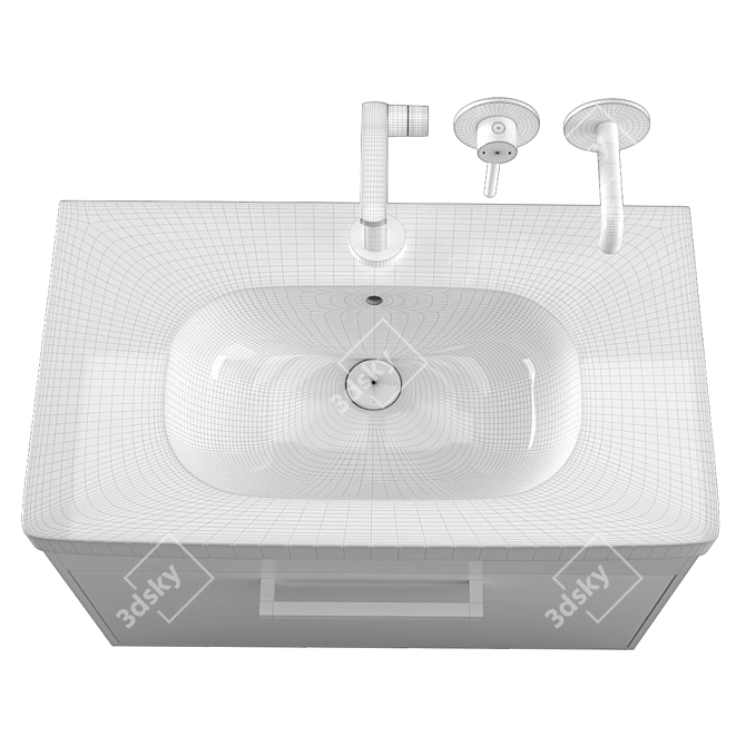 Duravit D-code 80 Vanity Sink 3D model image 4