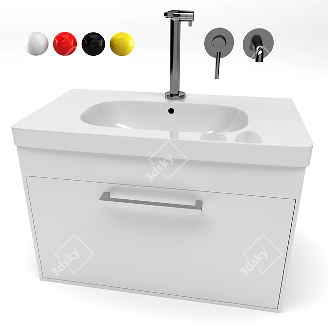 Duravit D-code 80 Vanity Sink 3D model image 11