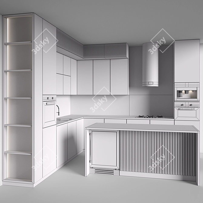 Modern Kitchen Set with Appliances 3D model image 4