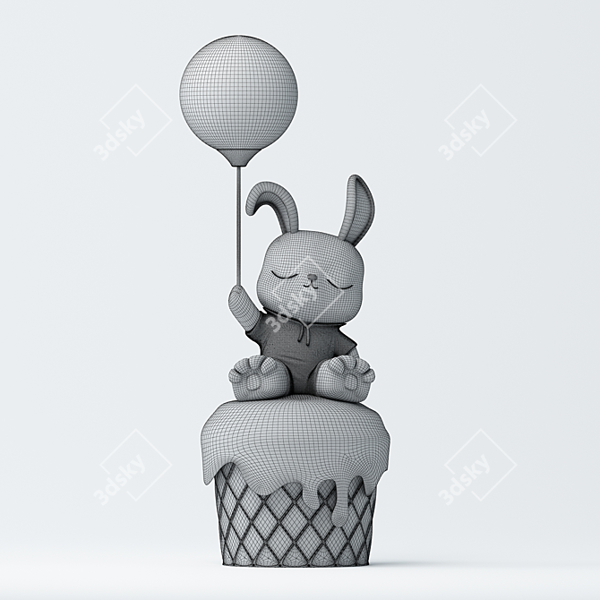 Fluffy Rabbit Lamp 3D Model 3D model image 2