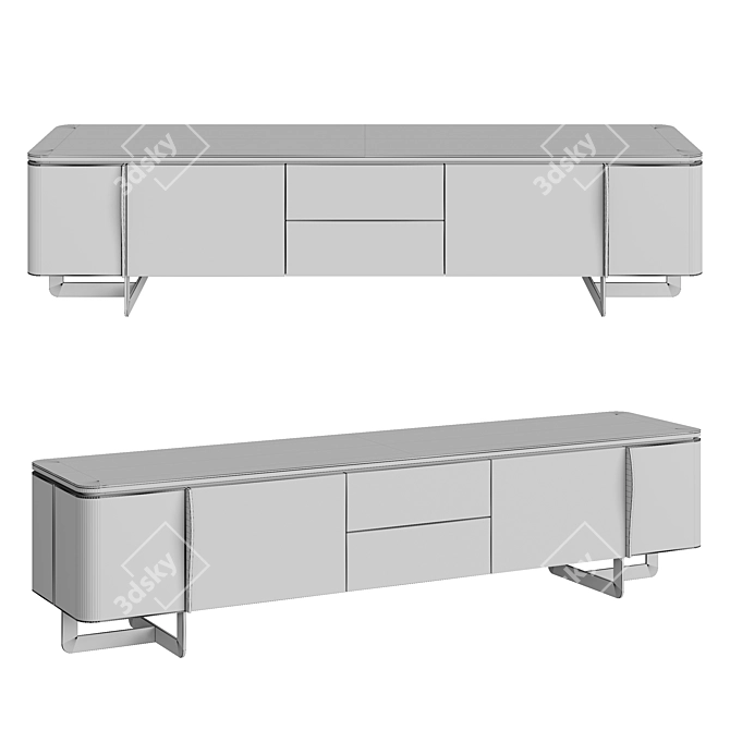 
Oak Sideboard Storage Solution 3D model image 2