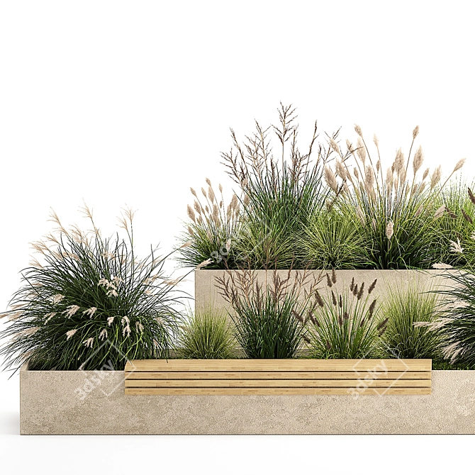 Urban Greenery Collection: Plants & Benches 3D model image 4