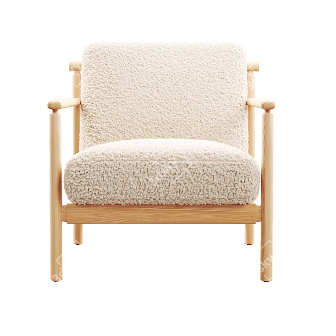 Nordic Shearling Oak Armchair 3D model image 3