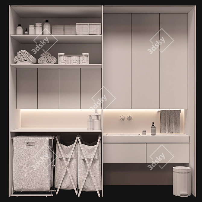 Laundry Room Decor Set 3D model image 5