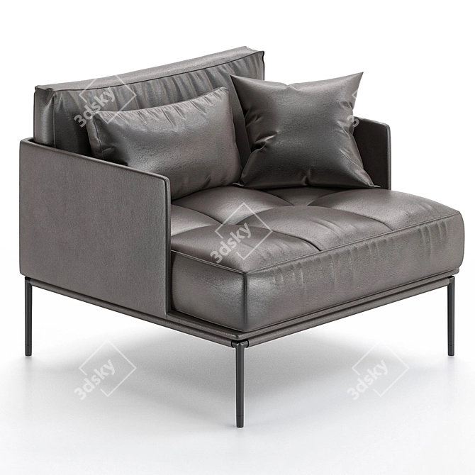 Modern Leather Armchair Meticulously Designed 3D model image 2