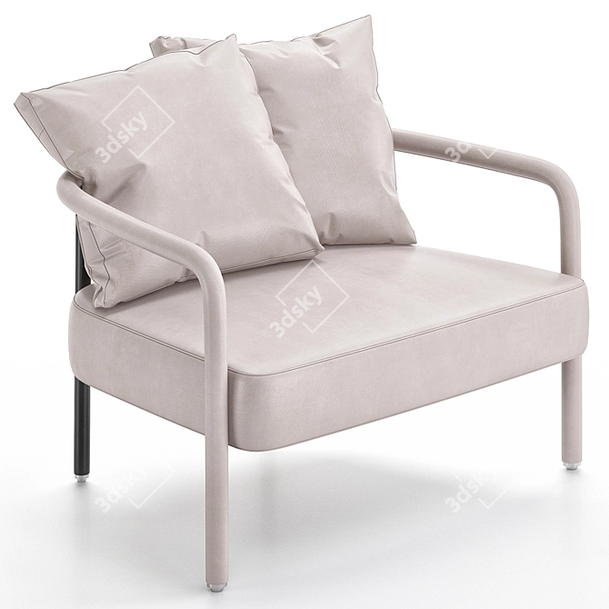 Modern Leather Armchair with Armrests 3D model image 1