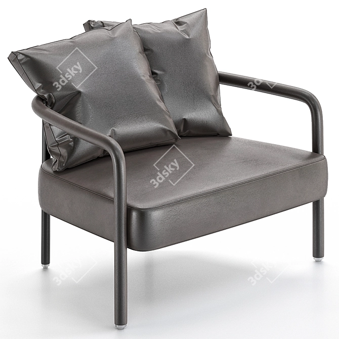 Modern Leather Armchair with Armrests 3D model image 2