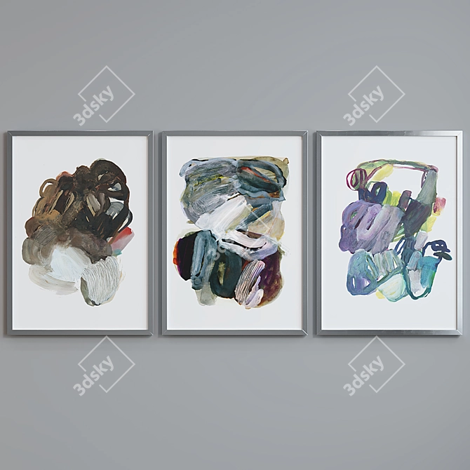 Modern Abstract Picture Frame Set 3D model image 3