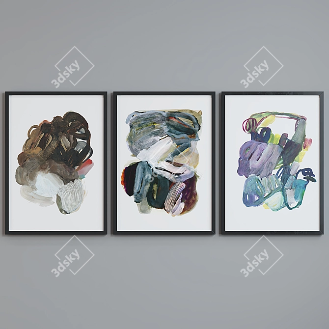 Modern Abstract Picture Frame Set 3D model image 5