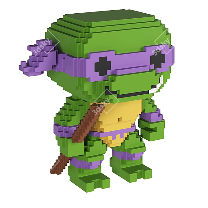 Retro 8-Bit Ninja Turtles Figurines 3D model image 2