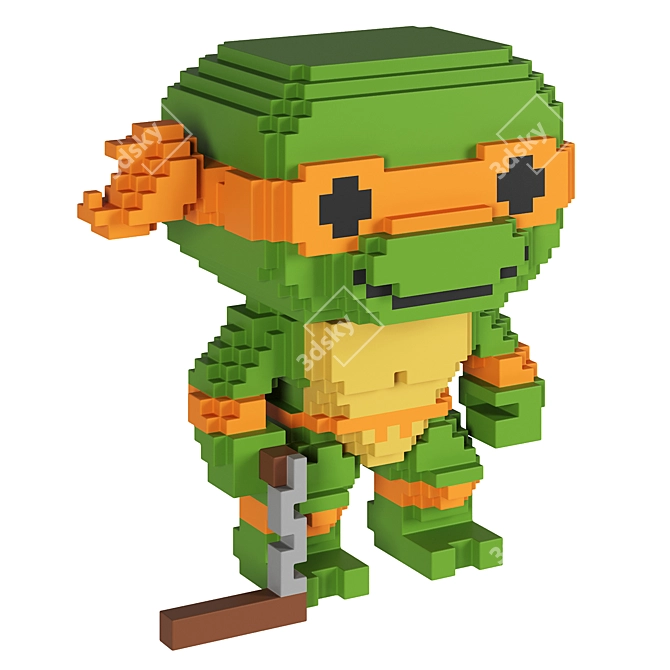 Retro 8-Bit Ninja Turtles Figurines 3D model image 4