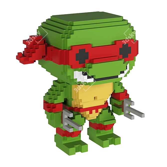 Retro 8-Bit Ninja Turtles Figurines 3D model image 5