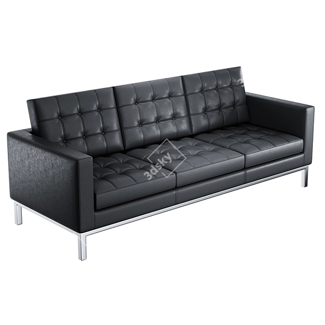 Luxurious Black Leather Sofa 3D model image 1