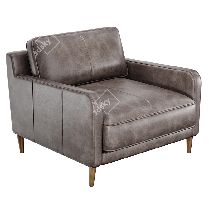 Gray Leather Modern Accent Chair 3D model image 1