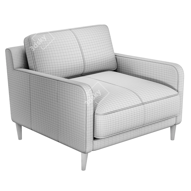 Gray Leather Modern Accent Chair 3D model image 3